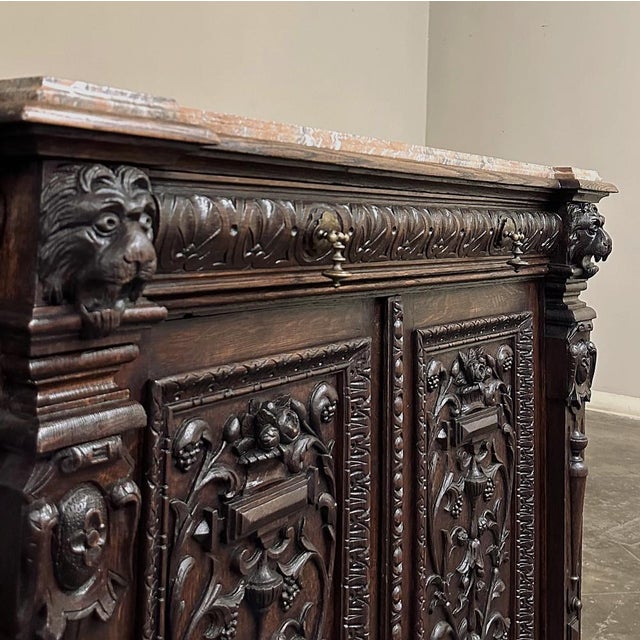 19th Century French Renaissance Marble Top Buffet For Sale - Image 17 of 18