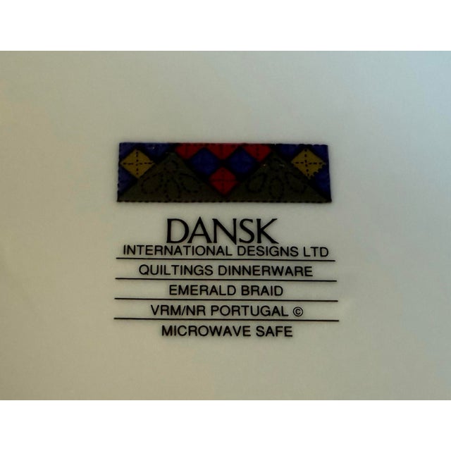 Vintage Dansk Quilting Emerald Braid Dinner Plates - Set of 5 For Sale - Image 9 of 10