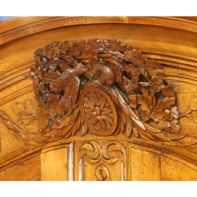 Wood 18th Century French Louis XV Carved Walnut Wedding Armoire From Provence For Sale - Image 7 of 18