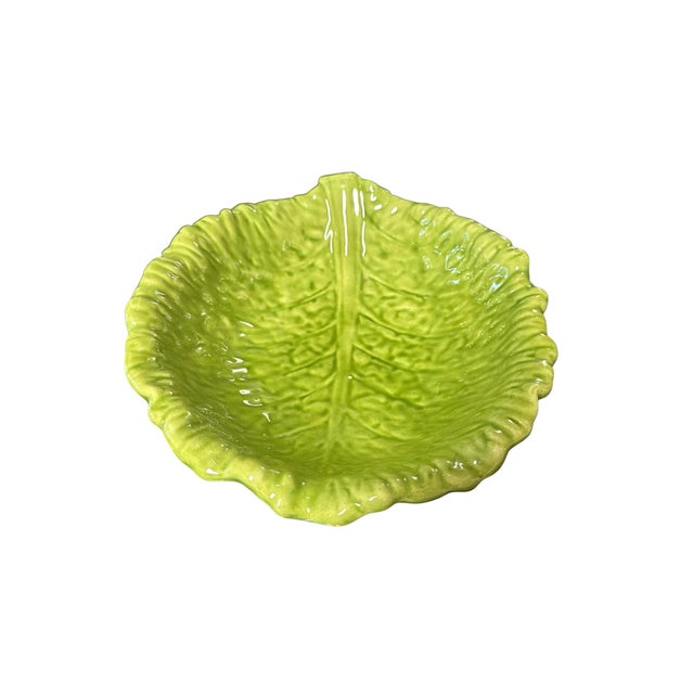 Vintage Ceramic Cabbage Leaf Serving Bowl For Sale - Image 4 of 9