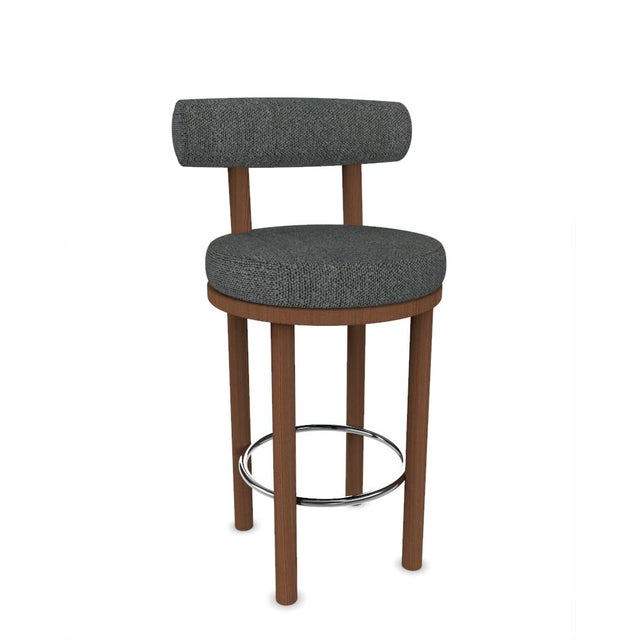 Contemporary Collector Modern Moca Bar Chair in Safire 9 Fabric and Smoked Oak by Studio Rig For Sale - Image 3 of 7
