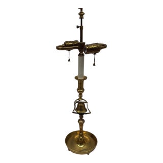 Mid-20th Century Brass Bouillote Bell Candlestick Dual Light Table Lamp For Sale
