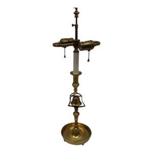Mid-20th Century Brass Bouillote Bell Candlestick Dual Light Table Lamp