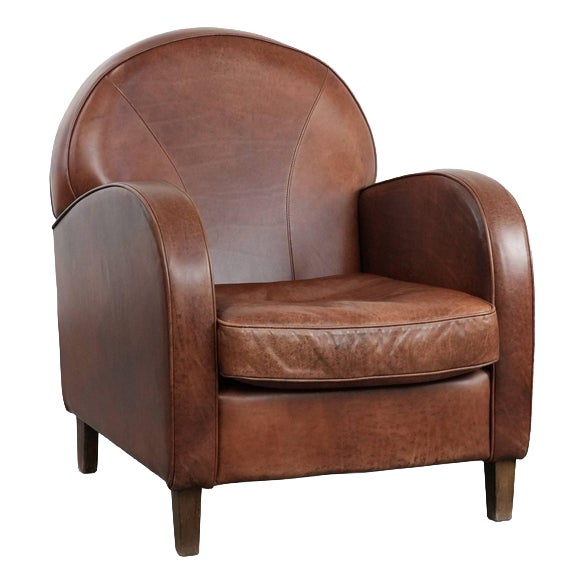 English Style Art Deco Round Cowhide Armchair For Sale