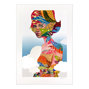 Miss Bugs, Augmented Skies (Blue), Large Framed Hand Signed Screen Print, 2021
