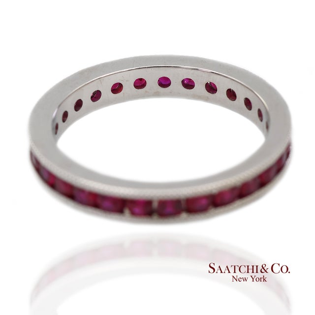14K Solid White Gold Ruby Band Ring Metal Type: 14k White Gold Total Item Weight: 2.9 Grams Ring Size: 6 (Resizable)...