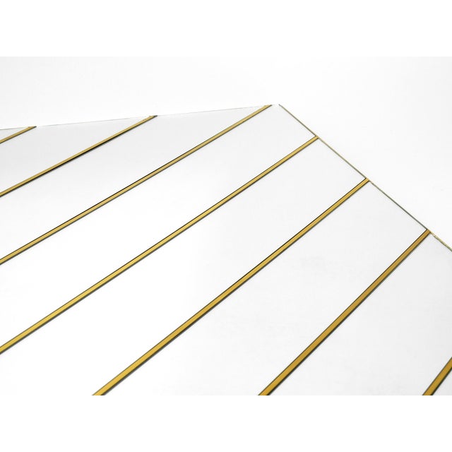 Large Brass Wall Mirror with Diagonal Mirror Strips, 1970s For Sale - Image 9 of 18