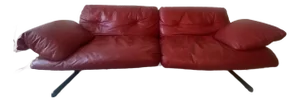 Poltrona Frau "Ouverture" Red Leather Sofa - Made in Italy