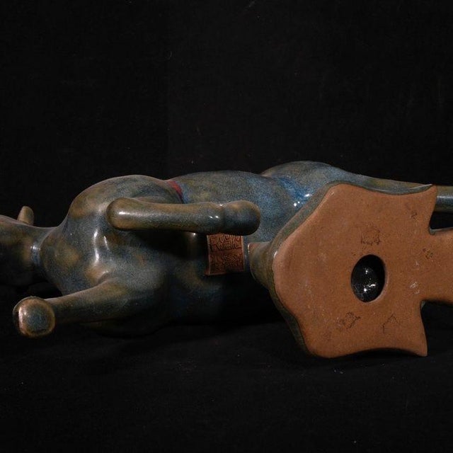 Late 20th Century Chinese Jun Ware Style Flambe Glaze "Horse Treading on a Swallow" Sculpture For Sale - Image 5 of 9