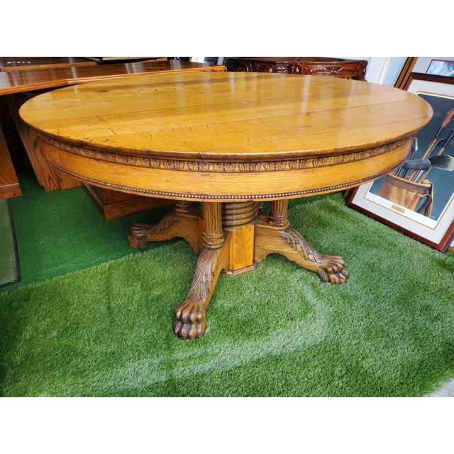 1900s Antique Clawfoot Oak Table For Sale - Image 13 of 13