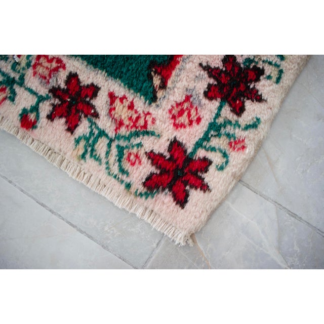 Green Vintage Hand-Knotted Turkish Prayer Rug Ultra Soft Organic Wool Rug Oriental Rug- 2'9 X 3'7" For Sale - Image 8 of 10