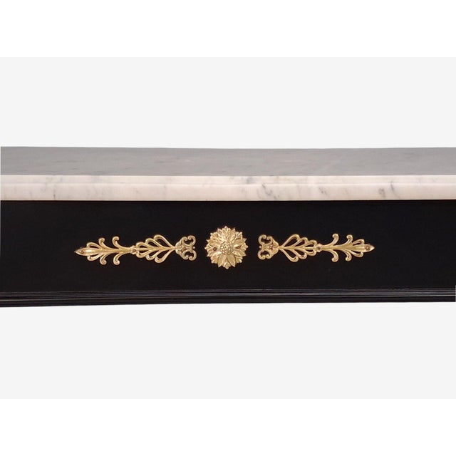 Louis XVI Style, Console Tables, Ebonized Wood, Bronze, Marble, France, 20th C. For Sale - Image 10 of 16