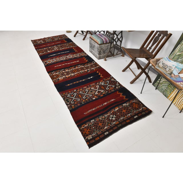 Vintage Turkish Wool Runner Kilim Rug, 1960s For Sale - Image 3 of 11