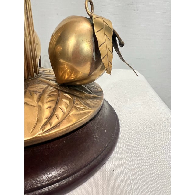 Vintage Chinoiserie "Golden Peaches" Brass Table Lamp For Sale In Mobile - Image 6 of 11