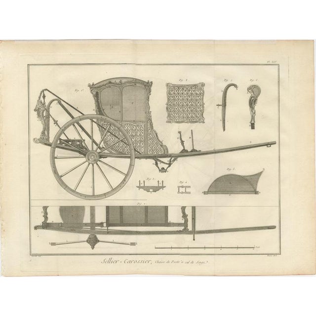 Three French Post Chaise & Cabriolet Engineering Engravings, 1771, Set of 3 For Sale - Image 4 of 9