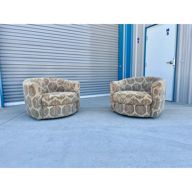 1960s Mid-Century Style Geometric Swivel Lounge Chairs - Set of 2 For Sale - Image 13 of 13