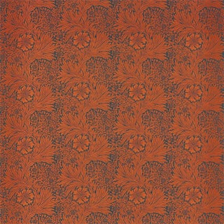 Morris & Co Marigold Fabric in Navy/Burnt Orange - a Sample For Sale