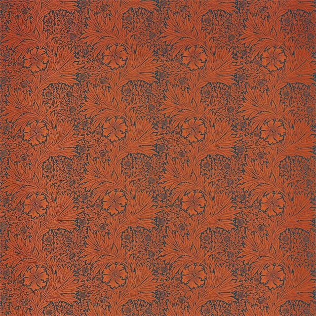 Morris & Co Marigold Fabric in Navy/Burnt Orange - a Sample For Sale