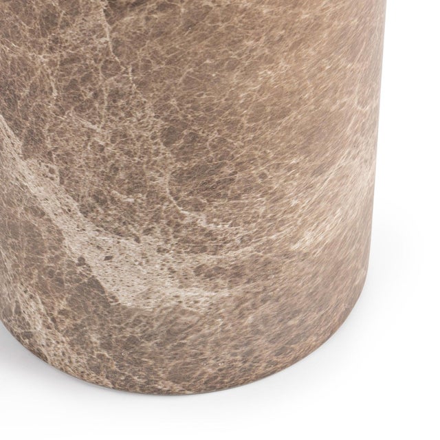 Taupe Faux Marble End Table / Pedestal Small For Sale - Image 4 of 6