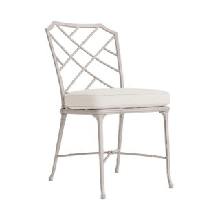 Brown Jordan Calcutta Side Chair, Dove frame with Fusion Natural fabric For Sale