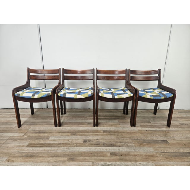 Vintage Beech and Fabric Dining Room Chairs, 1970s, Set of 4 For Sale - Image 15 of 15