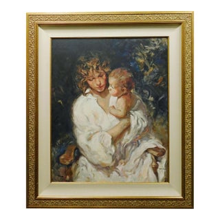 1990s Royo "Maternidad" Mother& Baby Framed Art Serigraph S Board Hand Signed For Sale
