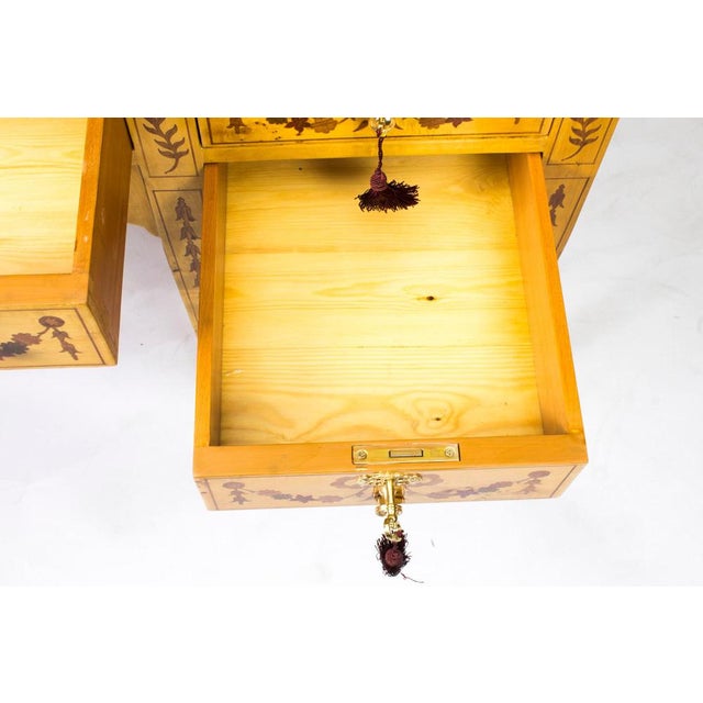 Vintage Satinwood Marquetry Writing Desk, 1990s For Sale - Image 18 of 18