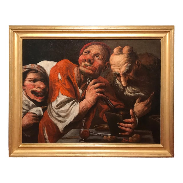 Pietro Della Vecchia, The Alchemists, Oil on Canvas, 17th Century, Framed For Sale