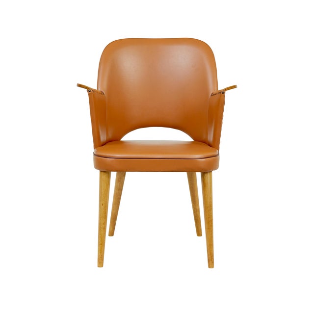 Brown Mid-Century Modern Swedish Leather Desk Chair, 1950 For Sale - Image 8 of 8