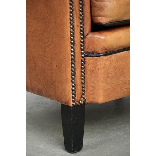 Large English-Style Club Chair in Sheepskin Leather For Sale - Image 12 of 13