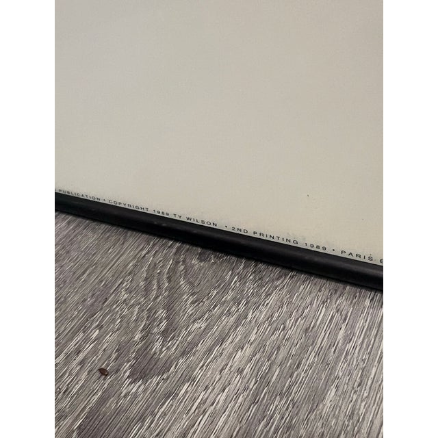 1980s Vintage 1980s Postmodern Ty Wilson Paris Blue Wall Art Poster Framed 1989 For Sale - Image 5 of 8