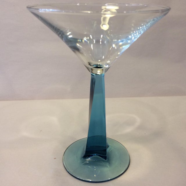 Blue Twisted Stem Martini Glasses Set of 4 Chairish