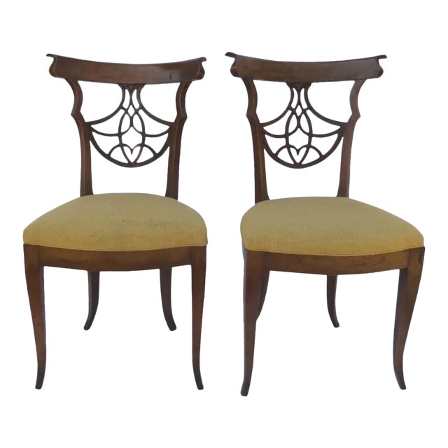 Early 19th Century Walnut Italian Side Chairs- a Pair For Sale