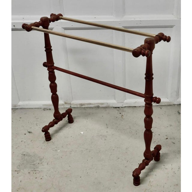 French oak and brass towel rail This is a neat French piece, it has a double rail at the top in brass and a lower rail in...