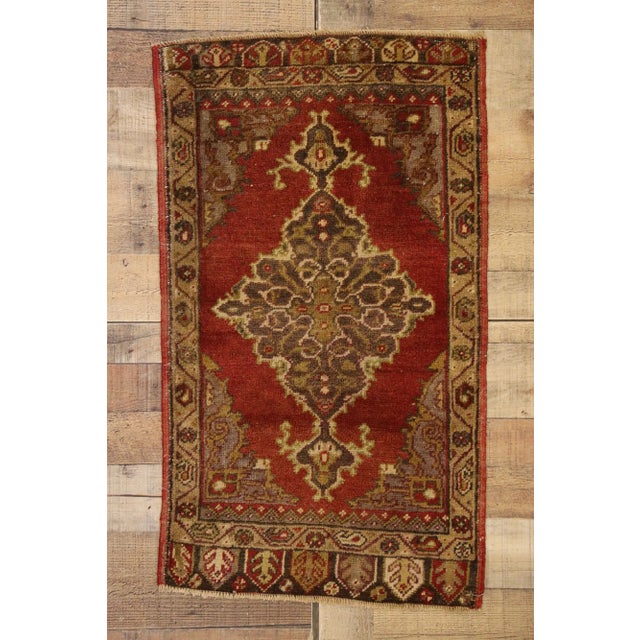 Red Vintage Turkish Yastik Rug - 01'09 X 03'01 For Sale - Image 8 of 8