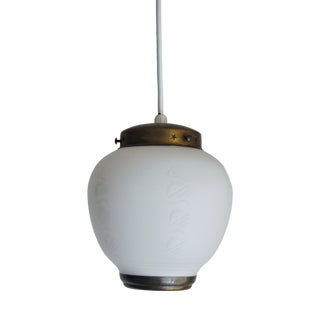 Scandinavian Art Deco Opaline Glass Pendant Lamp, 1930s For Sale