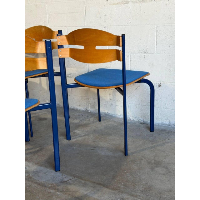 Niels Larsen Stacking Chairs Set of 8 Danish Mid-Century Modern Vintage For Sale - Image 11 of 13