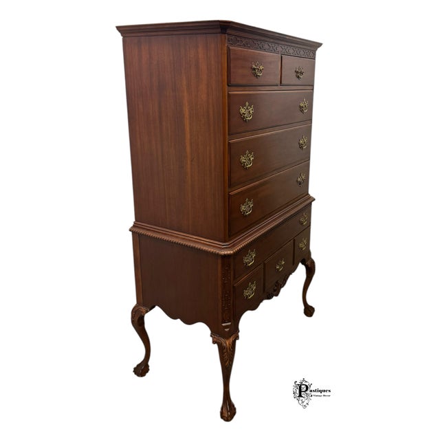 Brown Vintage Northern Furniture Company Regency Style Mahogany Highboy / Chest of Drawers For Sale - Image 8 of 12