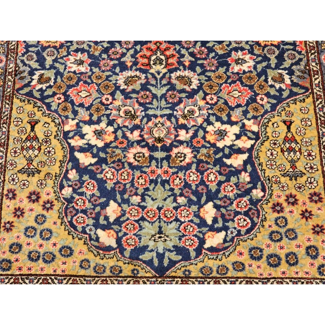 Navy Blue Vintage Persian Tabriz Area Rug, Hand-Knotted Wool, Floral Pattern, Navy & Red, 4x6 For Sale - Image 8 of 15