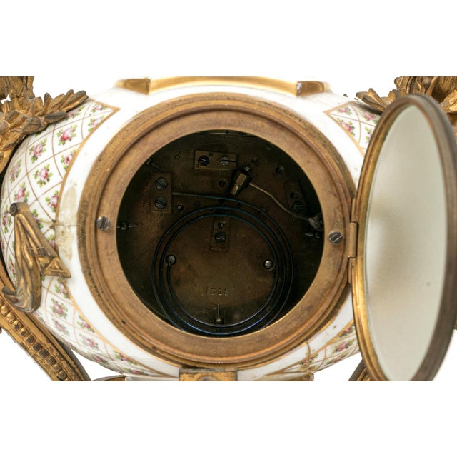 Pink 19th C. French Louis XVI Sèvres-Style Porcelain & Ormolu Mantel Clock, Signed Theodore B. Starr Ny For Sale - Image 8 of 18