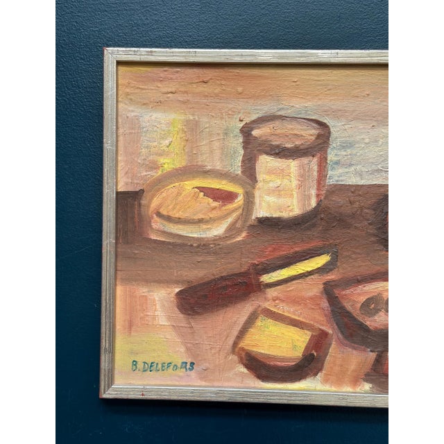 Mid-Century Modern Bengt Delefors, Breakfast, 1950s, Oil on Canvas, Framed For Sale - Image 3 of 18