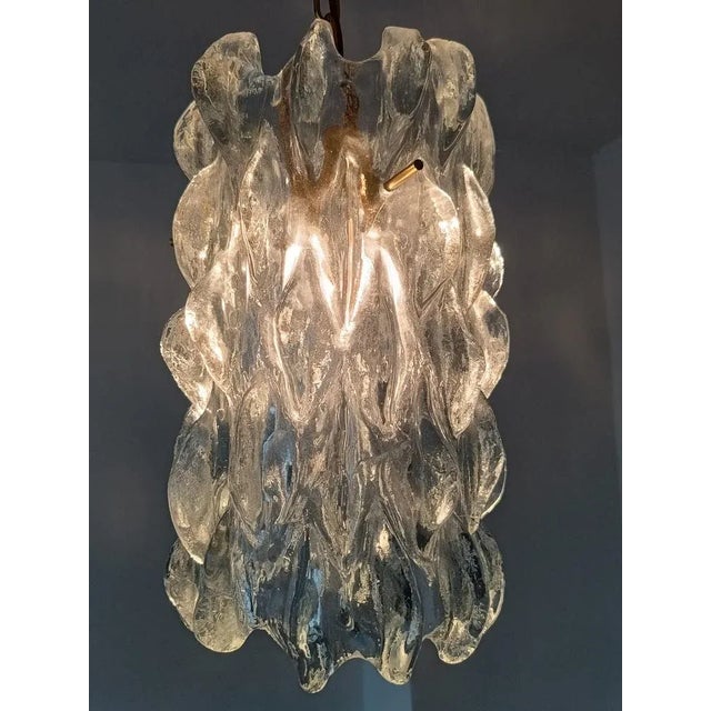 Ice Glass Pendant Light by J. T. Kalmar, Austria, 1960s For Sale - Image 9 of 12