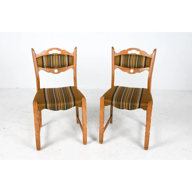 1970s Vintage Danish Oak Dining Chairs in the Style of Henning Kjærnulf, Set of Eight For Sale - Image 4 of 15