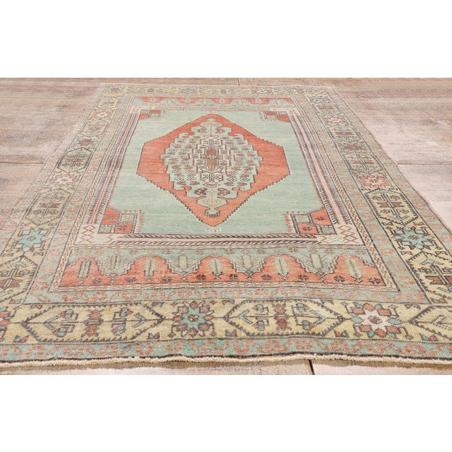 Vintage Turkish Oushak Rug, 04'07 X 08'06 For Sale - Image 9 of 10