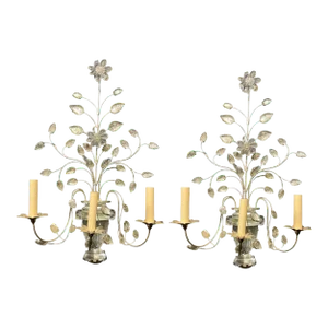 Pair Large 1930s French Bagues Silver Sconces