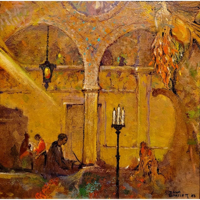 Gothic Dana Bartlett -Interior of a Spanish Gothic Church -Oil Painting For Sale - Image 3 of 10