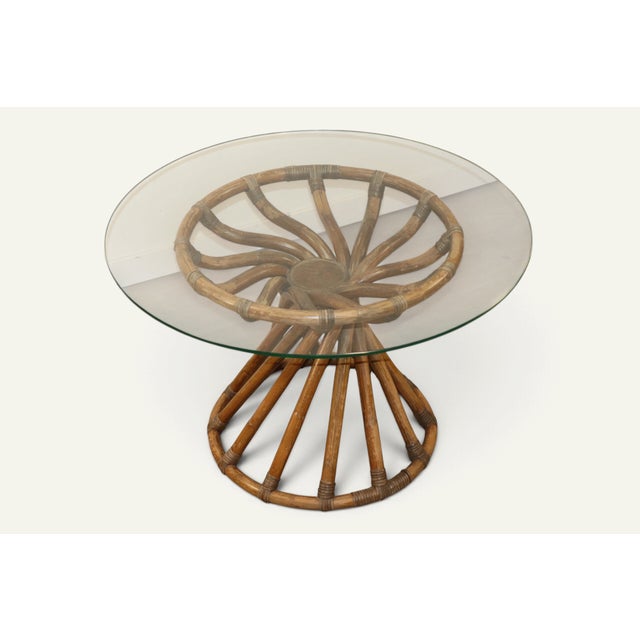 Bamboo and Glass Table by Bernard Govin for Eguizier, 1970s For Sale - Image 6 of 18