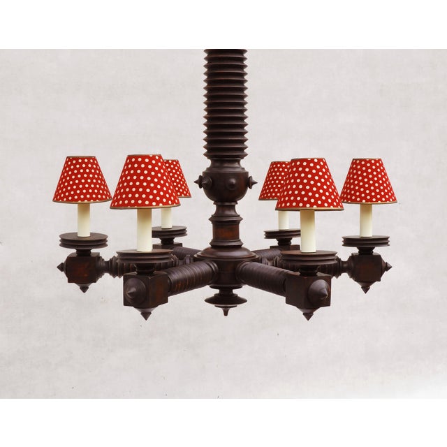 Vintage French Brutalist Six-Arm Chandelier by Charles Dudouty, 1940s For Sale - Image 4 of 10