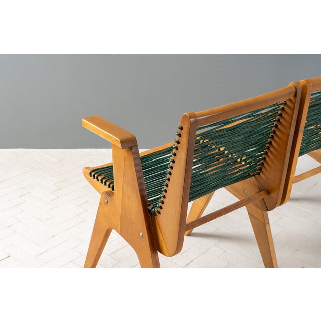 1950s Klaus Grabe 2-Seat Corded Bench For Sale - Image 9 of 12