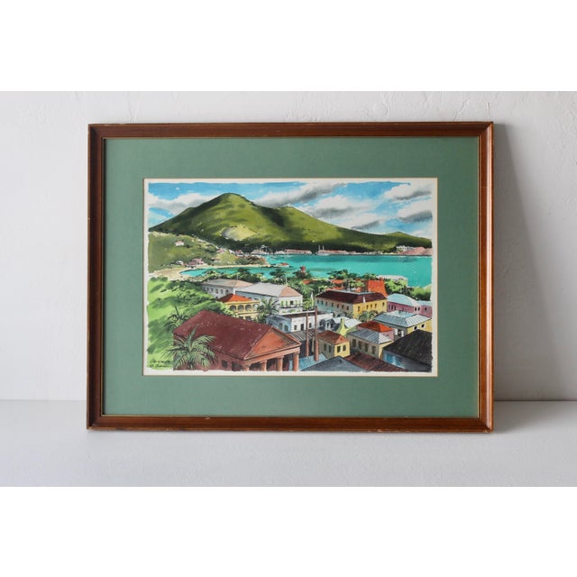 1950s Charlotte Amalie, St. Thomas Watercolor by Ira Smith 1959 For Sale - Image 5 of 17
